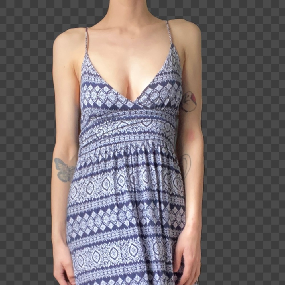 Small printed blue maxi dress
